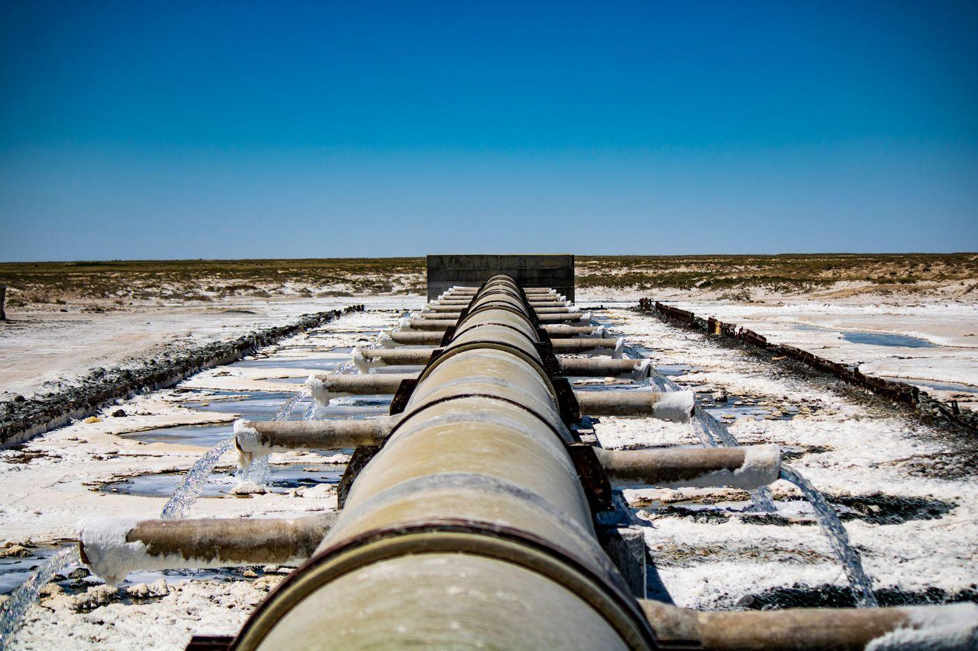 Seawater intake structures at a coastal desalination plant